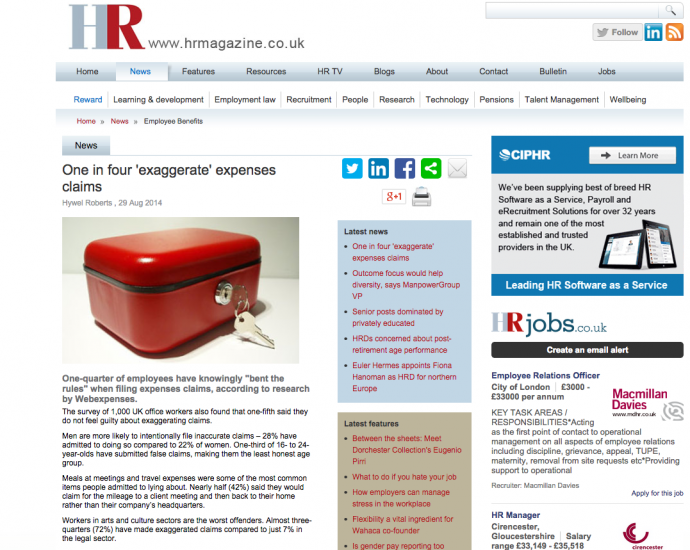 hr-uk-magazine-exaggerate expenses-claims HR Magazine UK article screenshot