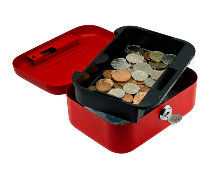 money box with coins in