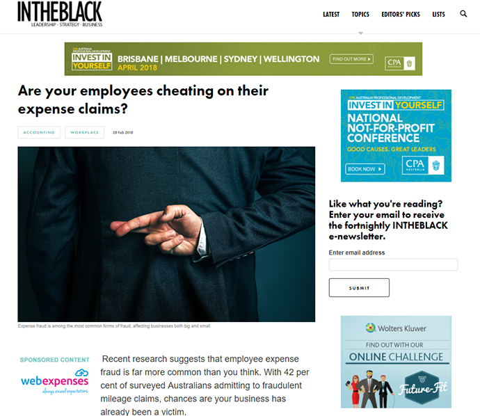 Intheblack article, employees cheating on expense claims