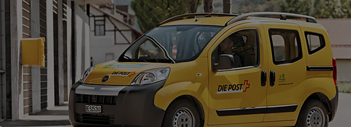 swiss post yellow delivery car 