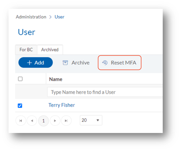 Webexpenses system displaying how to reset MFA