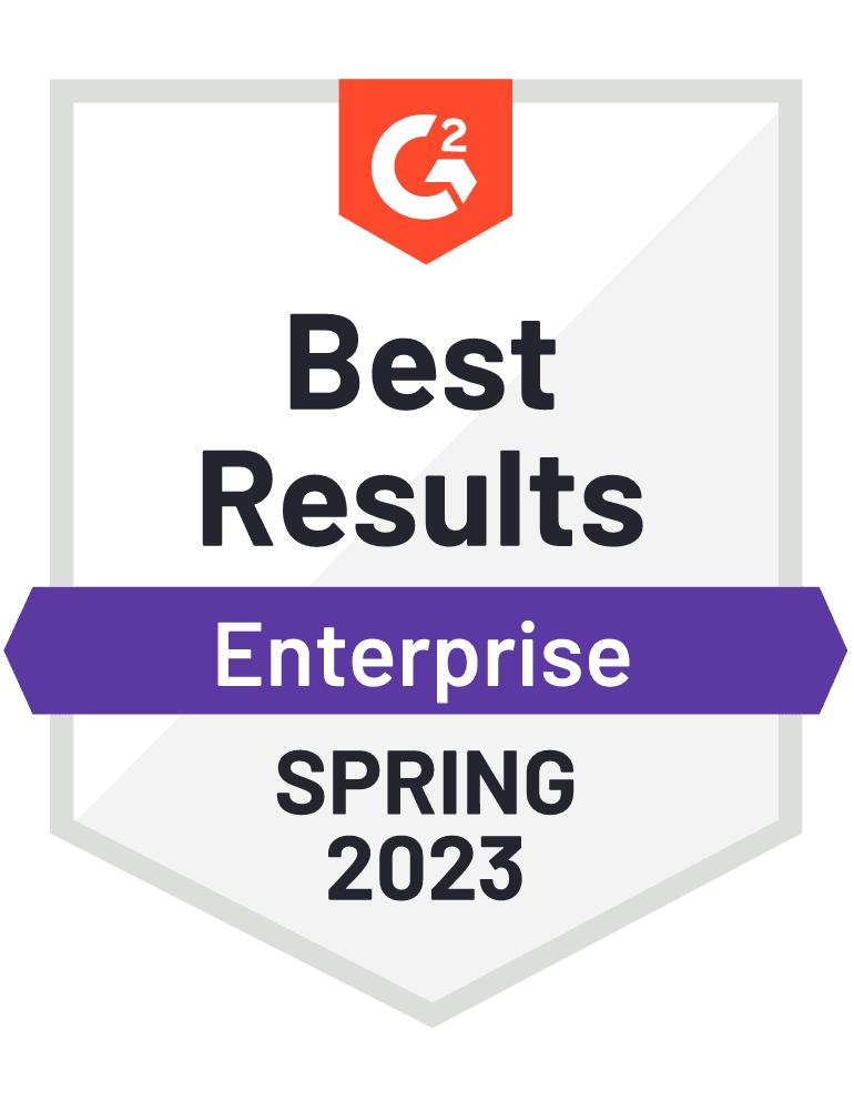 "Best results enterprise" g2 badge