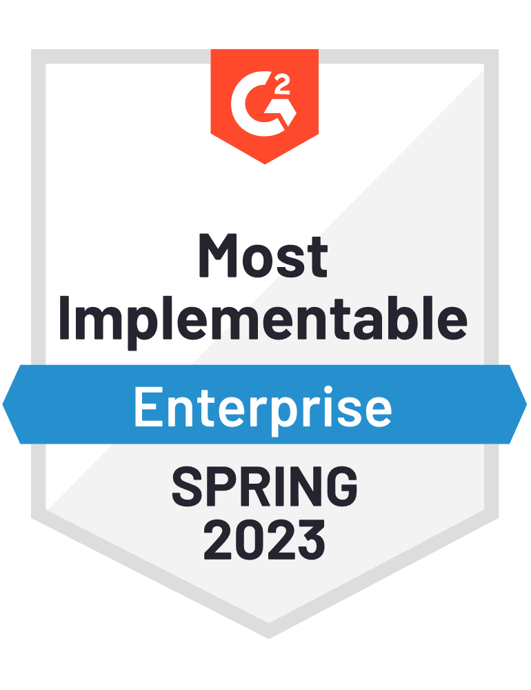 Most Implementable Enterprise G2 badge