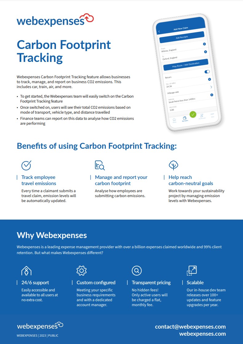 Carbon footprint tracking cover