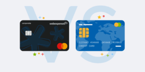 Webexpenses Expense Card vs Credit Card graphics with a 'VS' behind it