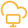 Cloud over a desktop computer gold logo