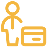 Layout of a person with a card gold logo