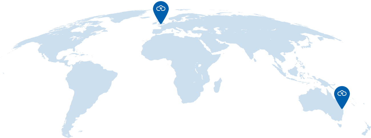 World map presenting Webexpenses in the UK and Australia