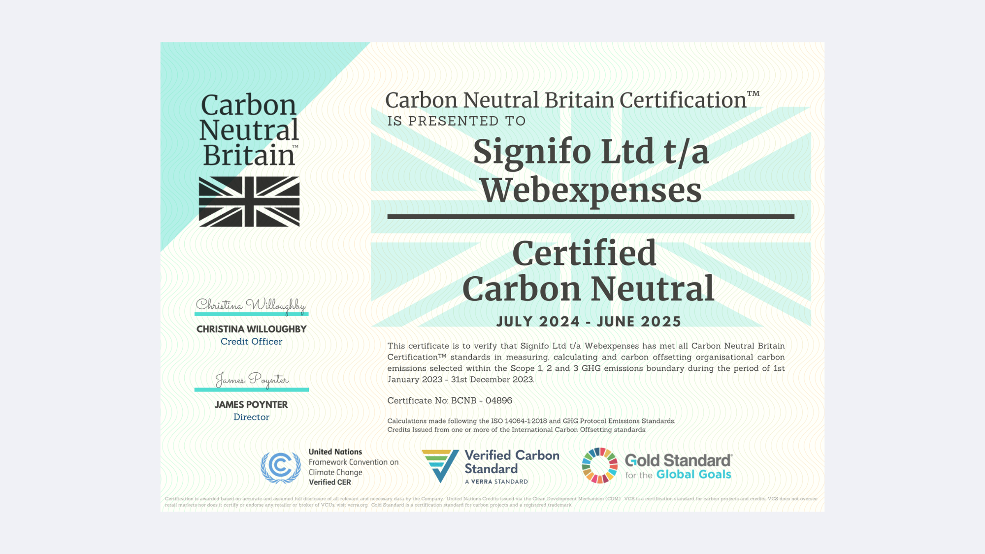 Carbon Neutral Britain Certification 2025