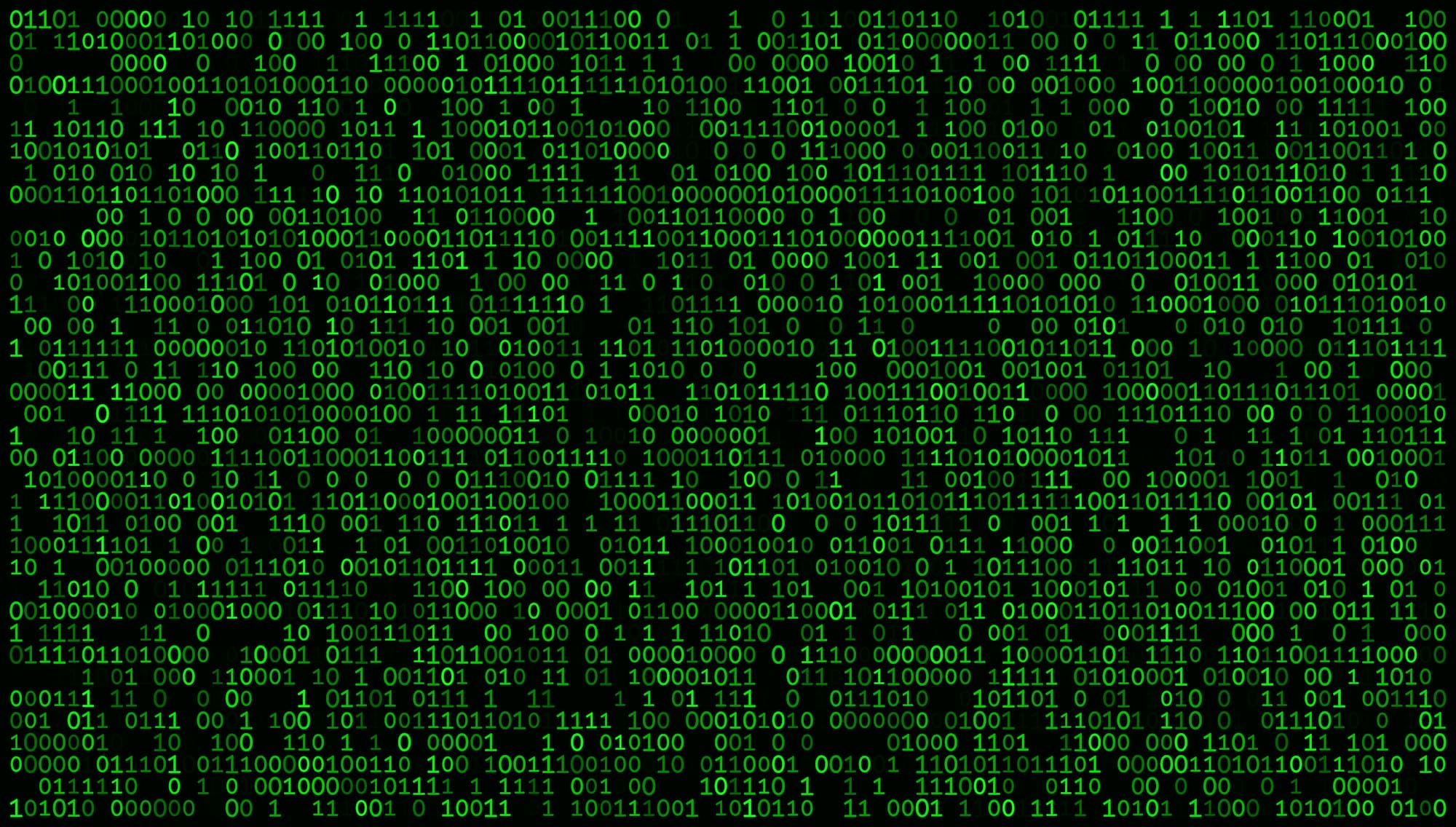 Binary code on black background — vibe coding and AI development